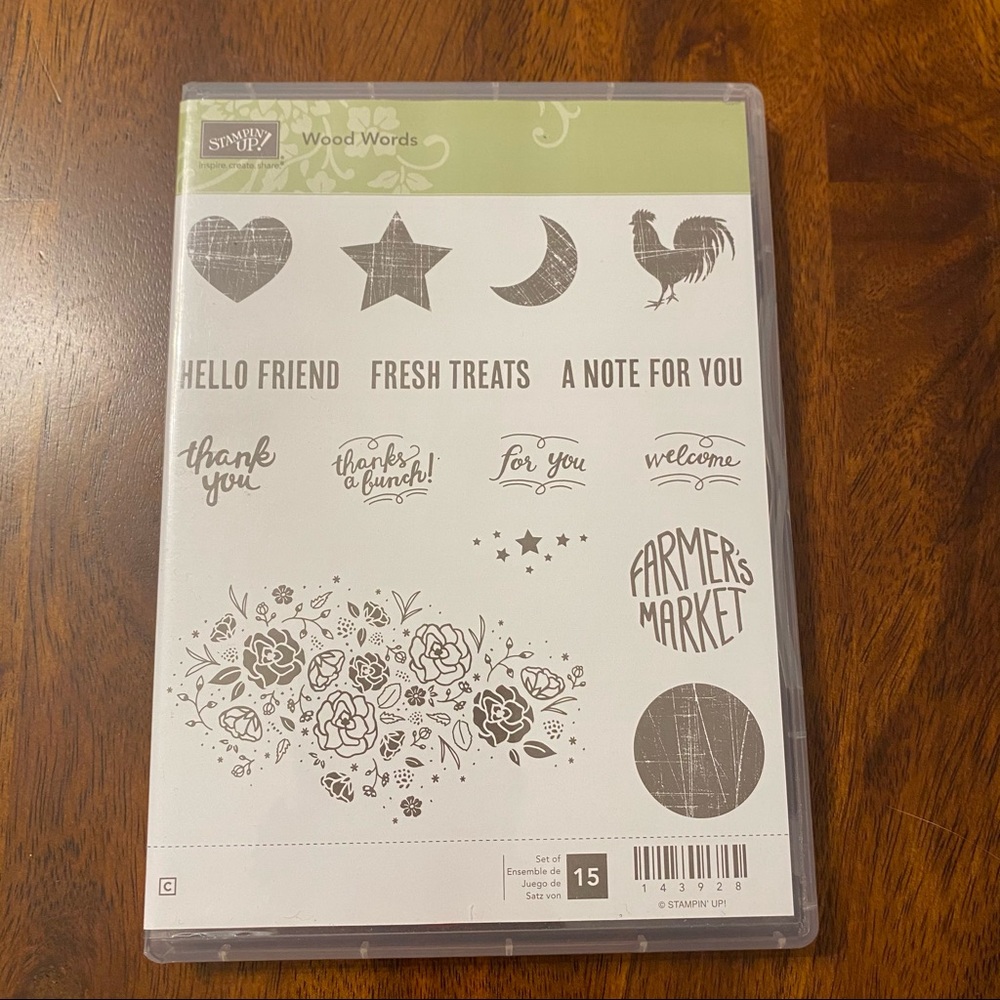 Stampin Up Wood Words Rubber Stamp Set